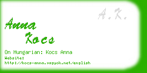 anna kocs business card
